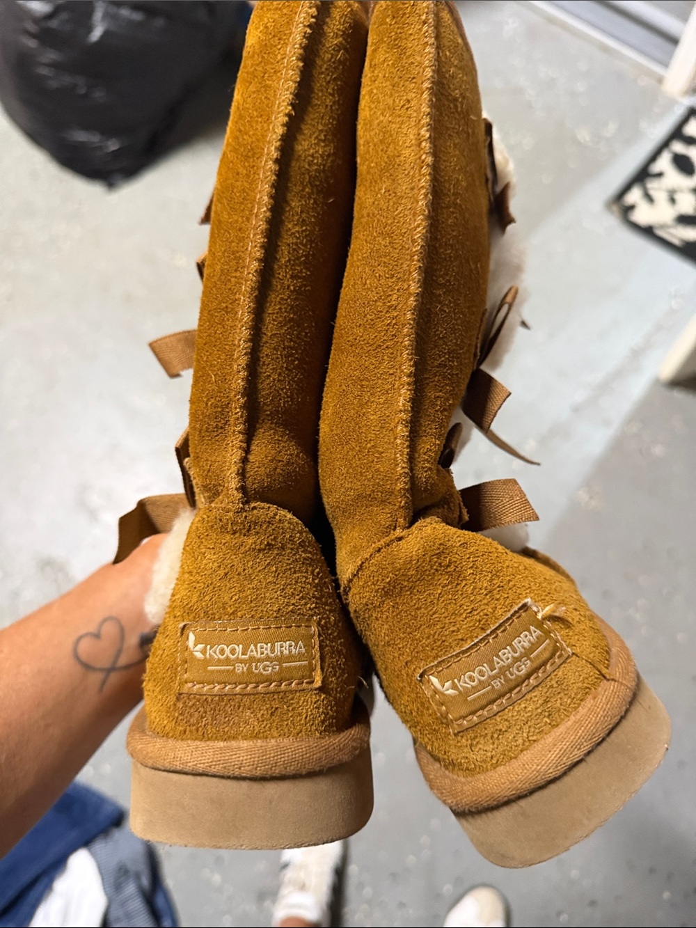 Koolaburra Women's Shearling-Lined Suede Boots in Chestnut - Picture 4 of 5